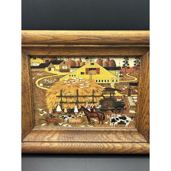 Charles Wysocki Farm Folk & Dr Bonkley Veterinarian Wooden Framed Art Americana - Picture 2 of 13